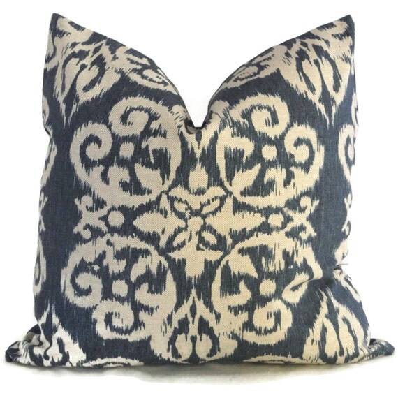 Lacefield Indigo Blue Ikat Decorative Pillow Cover Throw