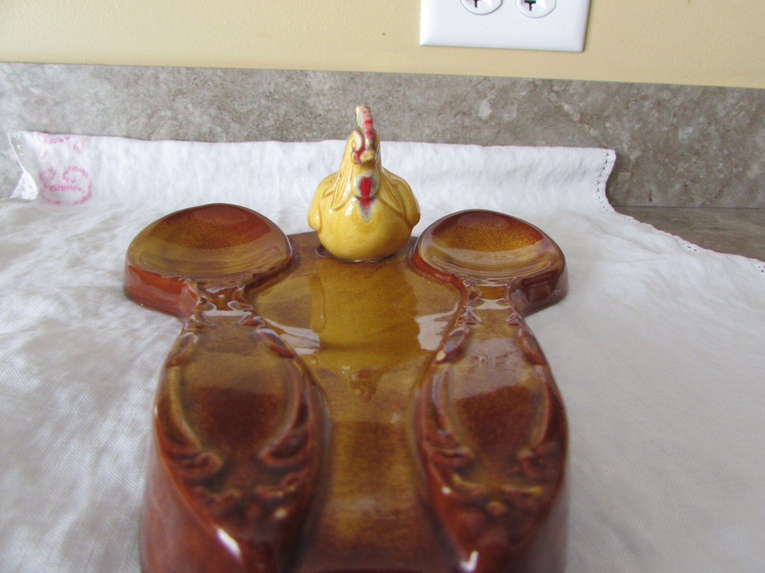 Rooster Spoon Rest Chicken Spoon Rest Double spoon rest