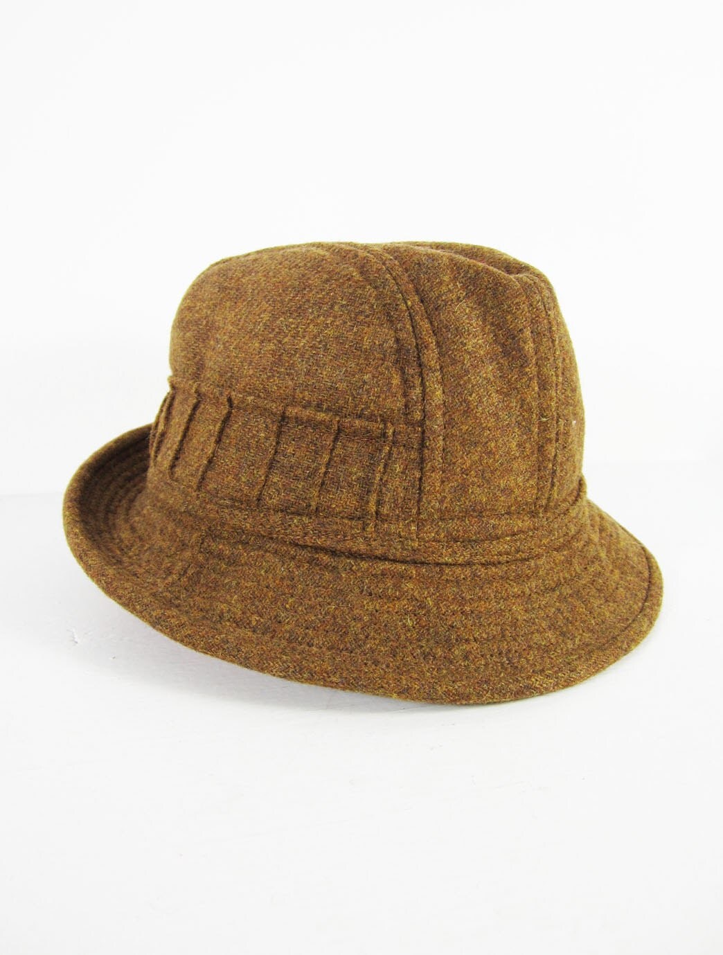 Vintage Tweed Hat Wool Bucket Hat Fedora 70s JC Penney