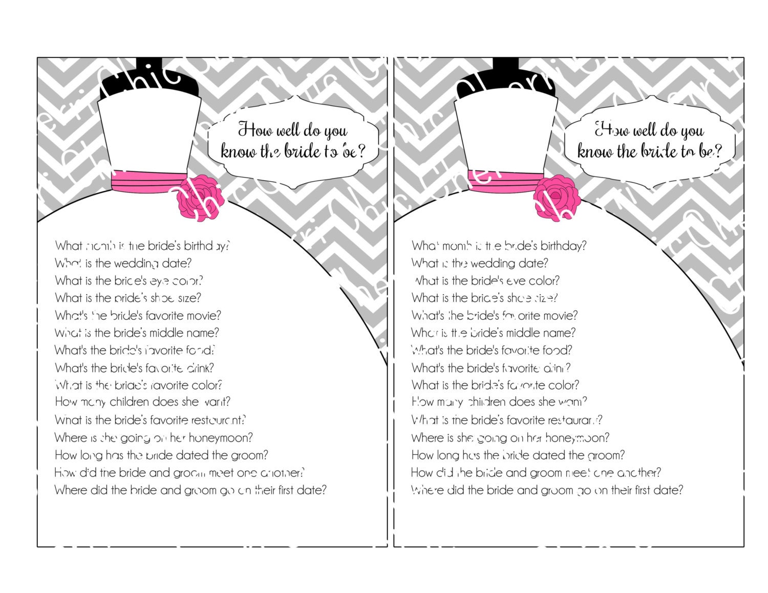 Printable How Well Do You Know The Bride Game 98F