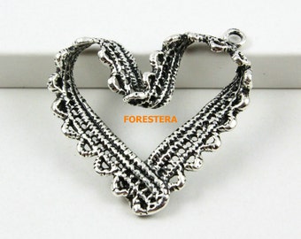 20Pcs Antique Silver Heart Charm Heart Pendant 31mm (PND706)