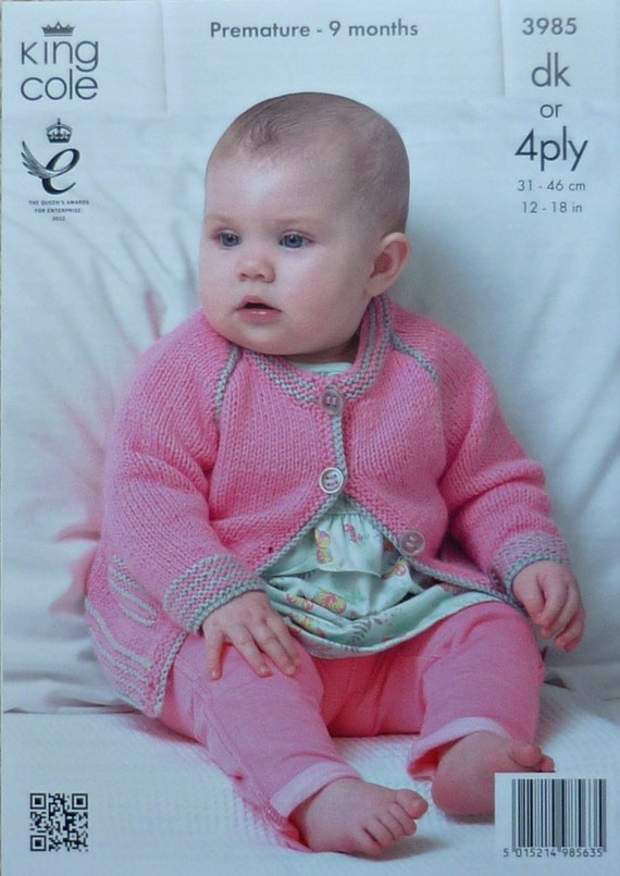 Baby Knitting Pattern K3985 Babies Round Neck Long Sleeve