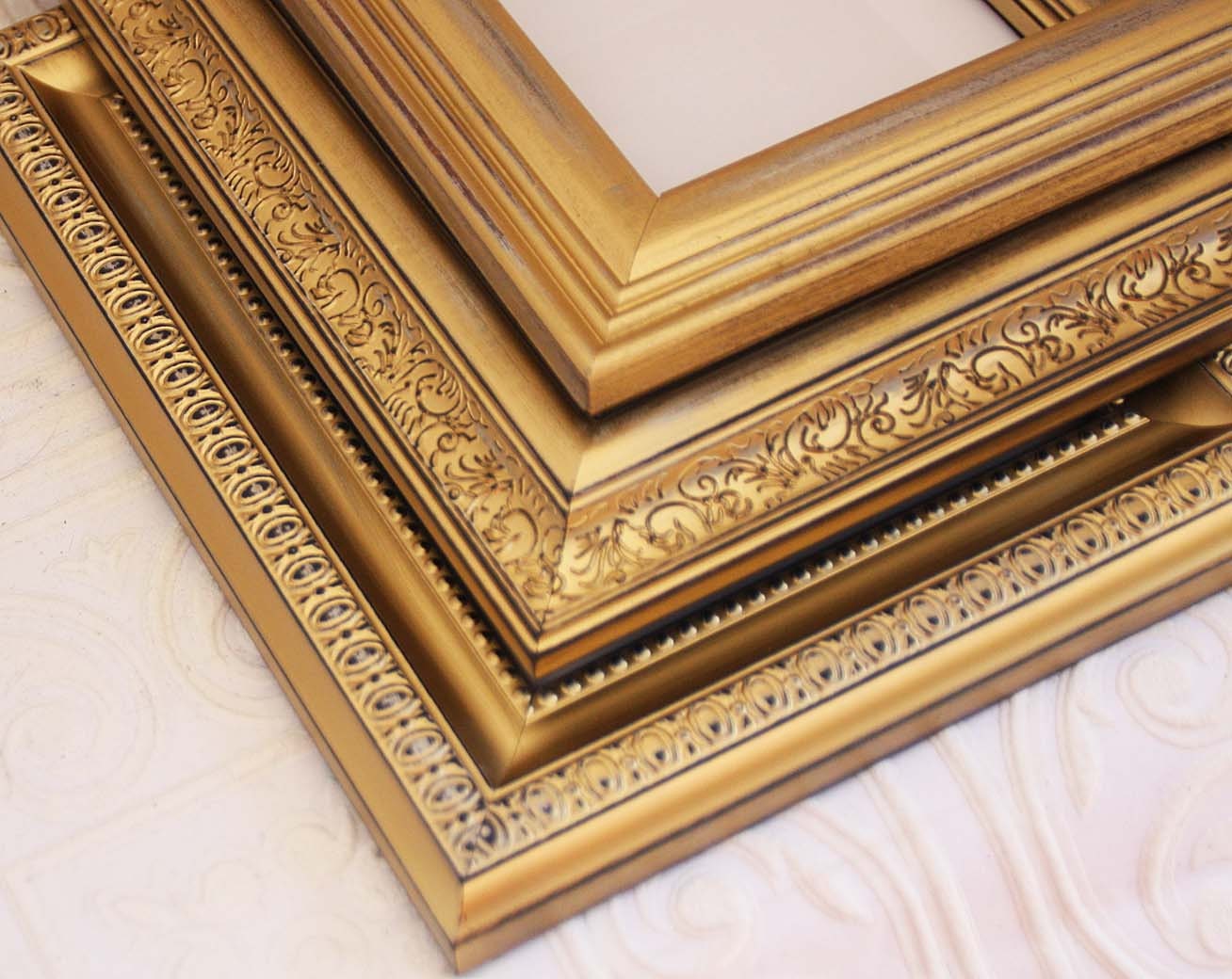 Gold Picture Frame Set of Three 8x10 Distressed by RedEggBoutique