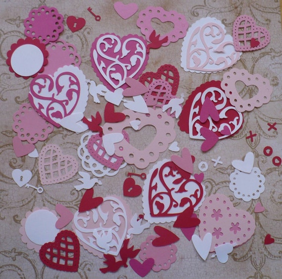 Precut Die Cuts Hearts / Shapes asst. color cardstock 4 card