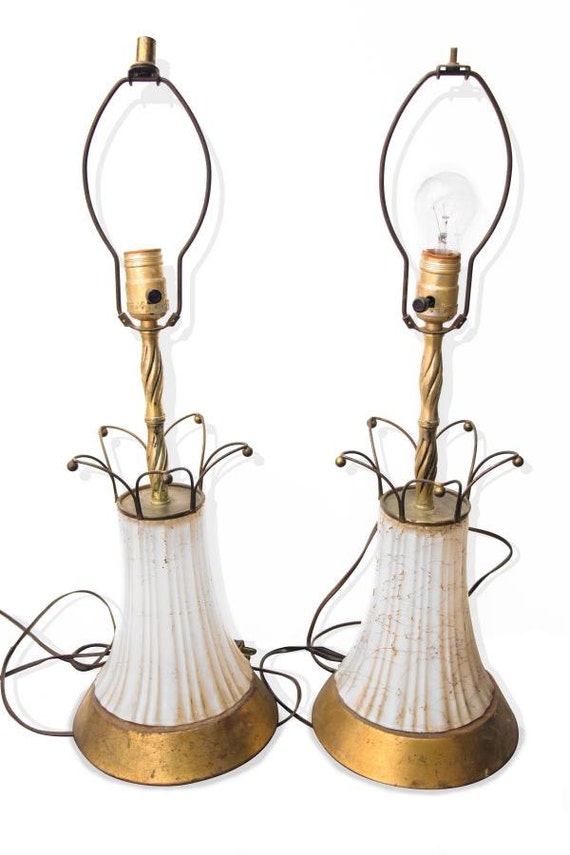 lamps White white glass  table old brass and milk table milk lamps glass