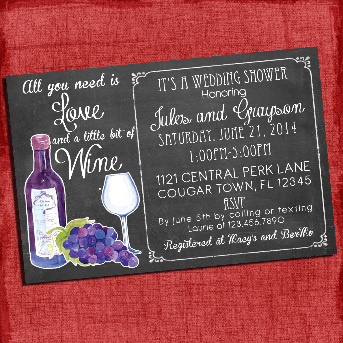 Wine Themed Bridal Shower Invitations 1