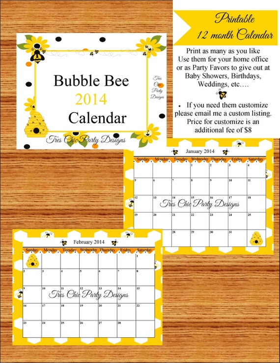 2014 Calendar, printable calendar, 2014 printable calendar, INSTANT