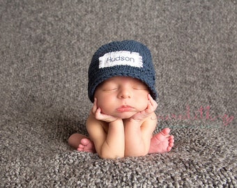 Monogrammed Newborn hat, Children's Monogrammed Hat, Baby Announcement, Baby Hat, New Baby Hat, 100% USA Grown Cotton, Crochet, hats