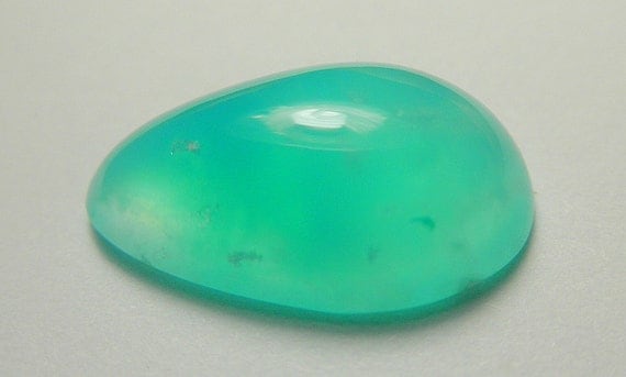 Peruvian blue opal designer cabochon Highly Translucent high dome drop blue-green fine quality 3.91ct.