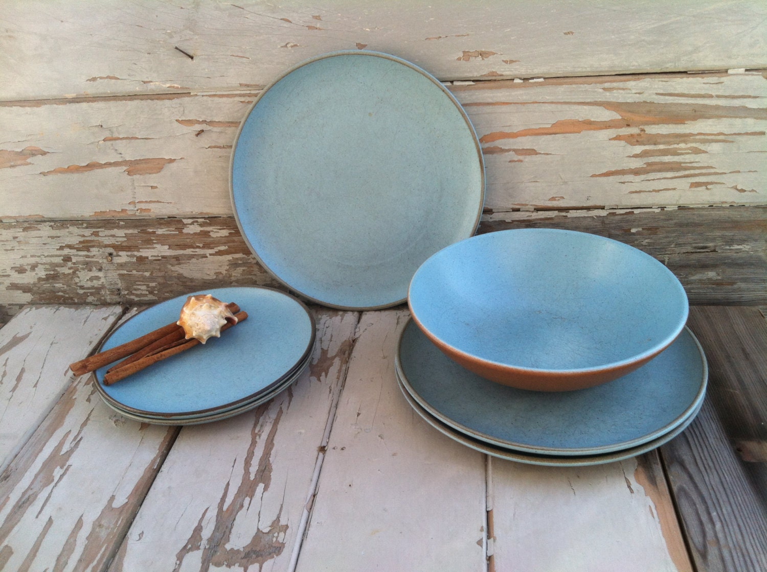 Vintage Robins Egg Blue Pottery Dishes by by happydayantiques