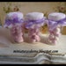 Set of 3 glass jars with meringues, marshmallows and macarons. 1/12th scale (Lilac)