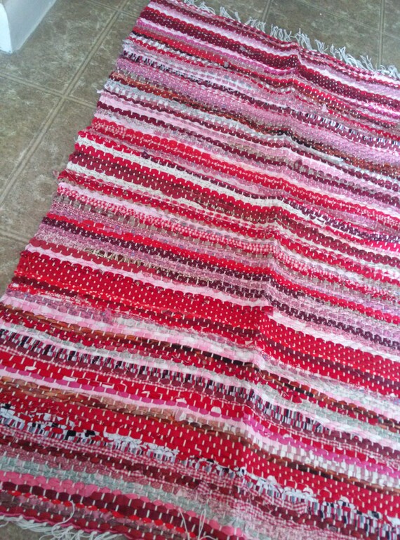 Multiple Shades of Red Handwoven Rag Rug Floor Runner