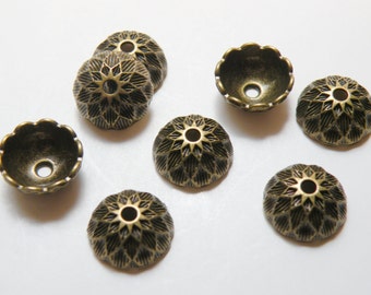 10 Acorn cap bead caps antique bronze mighty oak tree 14.5x6mm DB41358