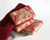 Sandalwood Patchouli, Bar Soap,  Felted Soap, Olive Oil Soap, Goat Milk Soap, Cold Process Soap, Taupe Coral Red Color, Soap FREE SHIPPING