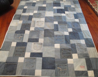 Popular items for blue jean quilt on Etsy
