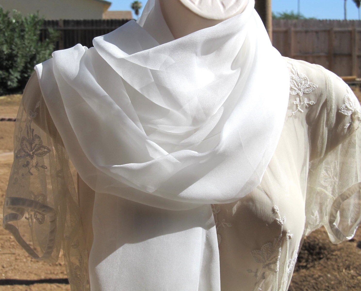 Sheer White or Black Silk Gauze Fabric Scarf 3mm Silk Gauze