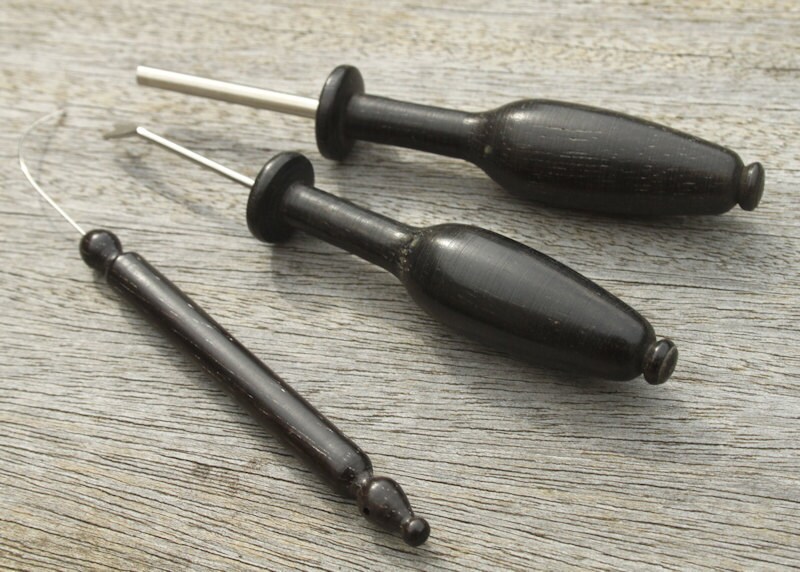 Ebony Lacemaking Tools Lazy Susan pin lifter and pin pusher