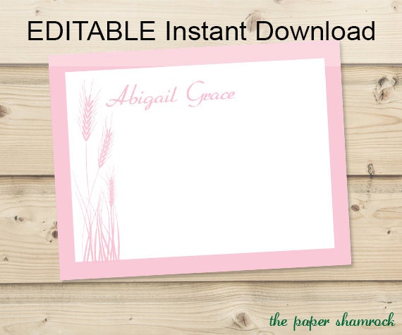 Editable Instant Download - Thank you Card for First Communion Personalized Thank you Card, Wheat Thank you Cards Il_570xn