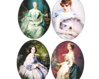 40x30mm Cabochons - Vintage Ladies Cabochons - Assorted - 3pcs - Ships IMMEDIATELY from California - C230