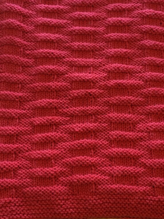 WINTER SALE Hand Knit Baby / Toddler Blanket Deep Coral