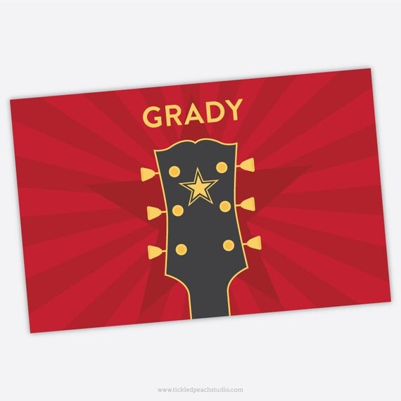 Personalized Placemat for Kids - Guitar Placemat / Rockstar - laminated, double-sided Il_570xn