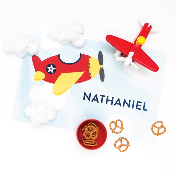 Personalized Placemat for Kids - Airplane Placemat - laminated, double-sided Il_570xn