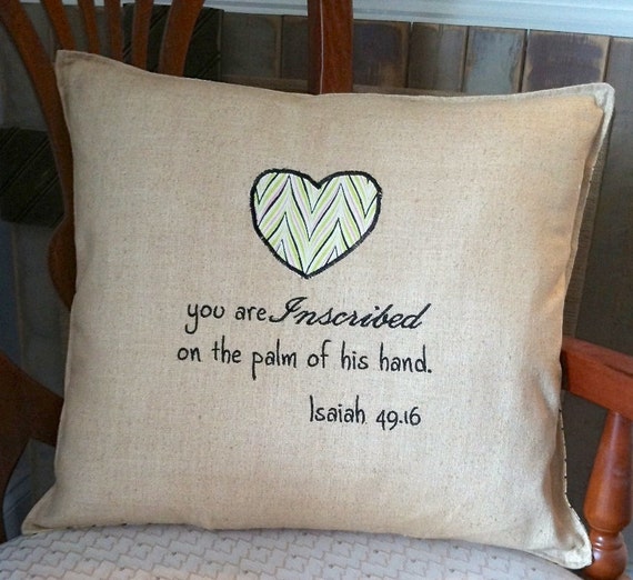 Embroidered Scripture Pillow by prettyi on Etsy