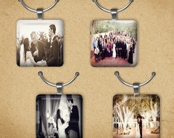 Custom Photo Set of 25 Wine Charms, Engagement Party, Bridal Shower, Wedding Favors