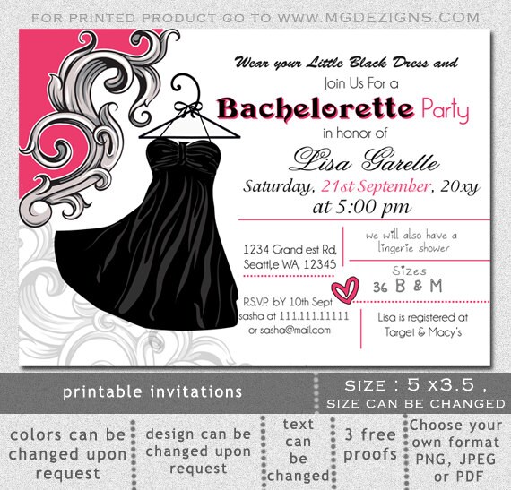 ... Little black dress Lingerie Shower Bachelorette Party Invitation