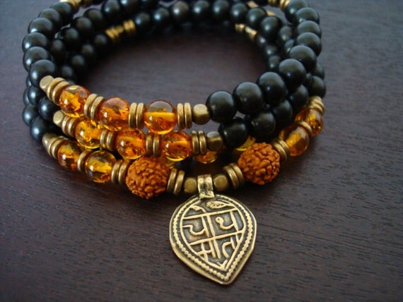 Women's Baltic Amber Healing Mala - Necklace or Wrap Bracelet - Yoga ...