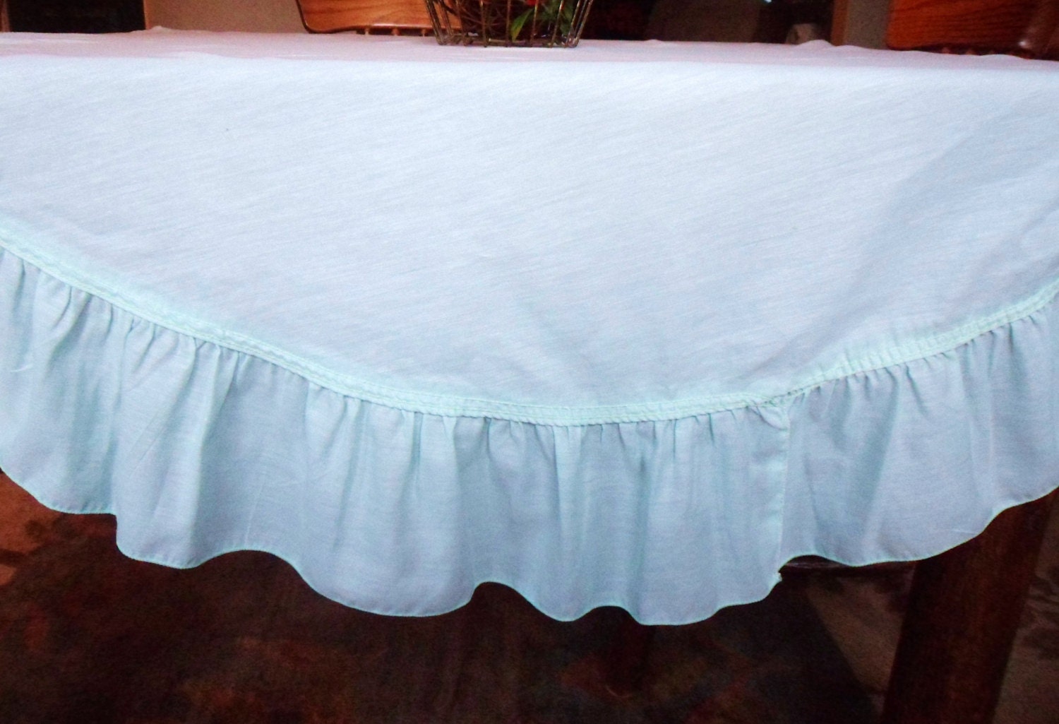 Round Ruffled Tablecloth 70 Baby Blue Tablecloth