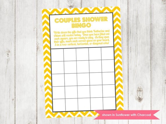Chevron Couples Shower Bingo - Printable Shower Themed Bingo Game - Colors Customizable Il_570xn