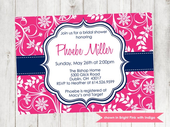 Bridal Shower Invitation - Printable Shower Themed Floral Invite - Colors and Text Customizable Il_570xn