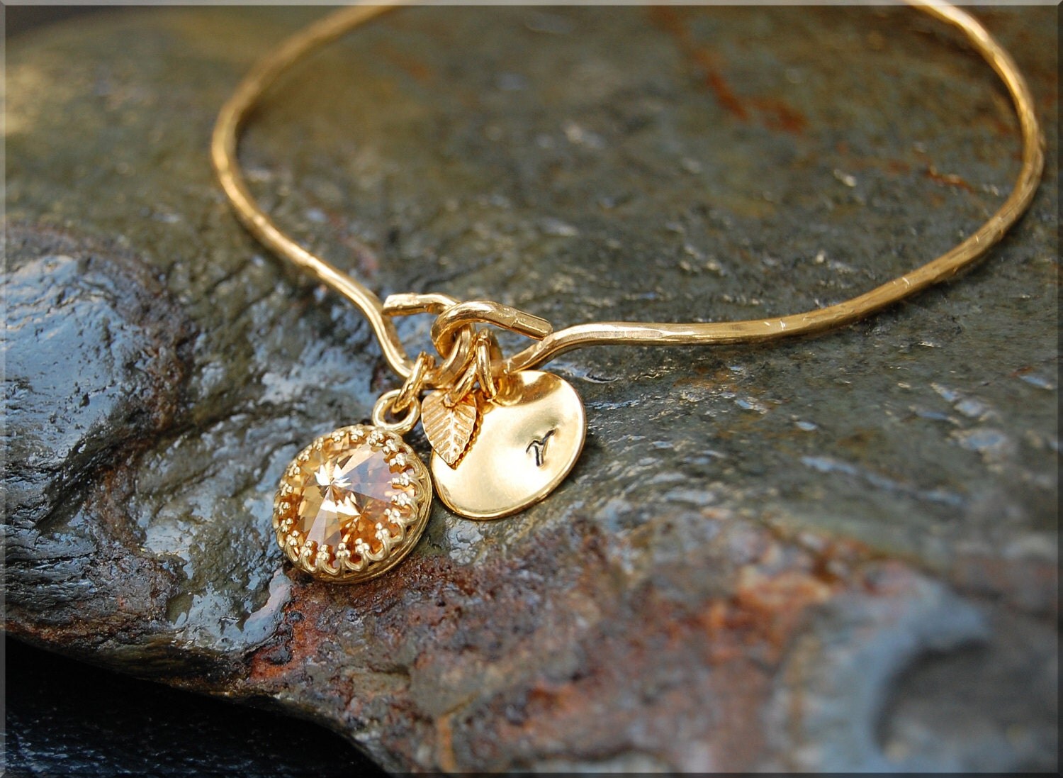 November Birthstone Bangle bracelet by thewrappedpixie on Etsy