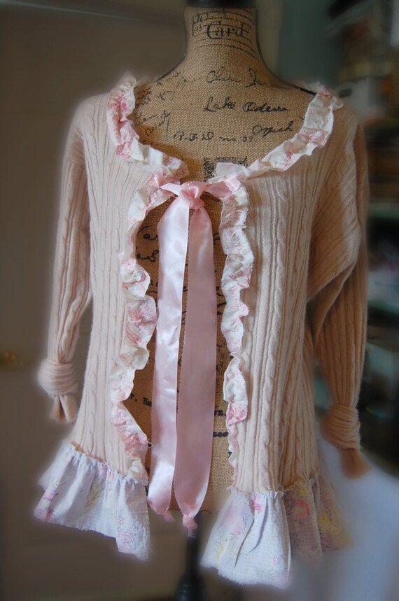 Blush Pink Cashmere Sweater Womens Medium Shabby Chic Clothing