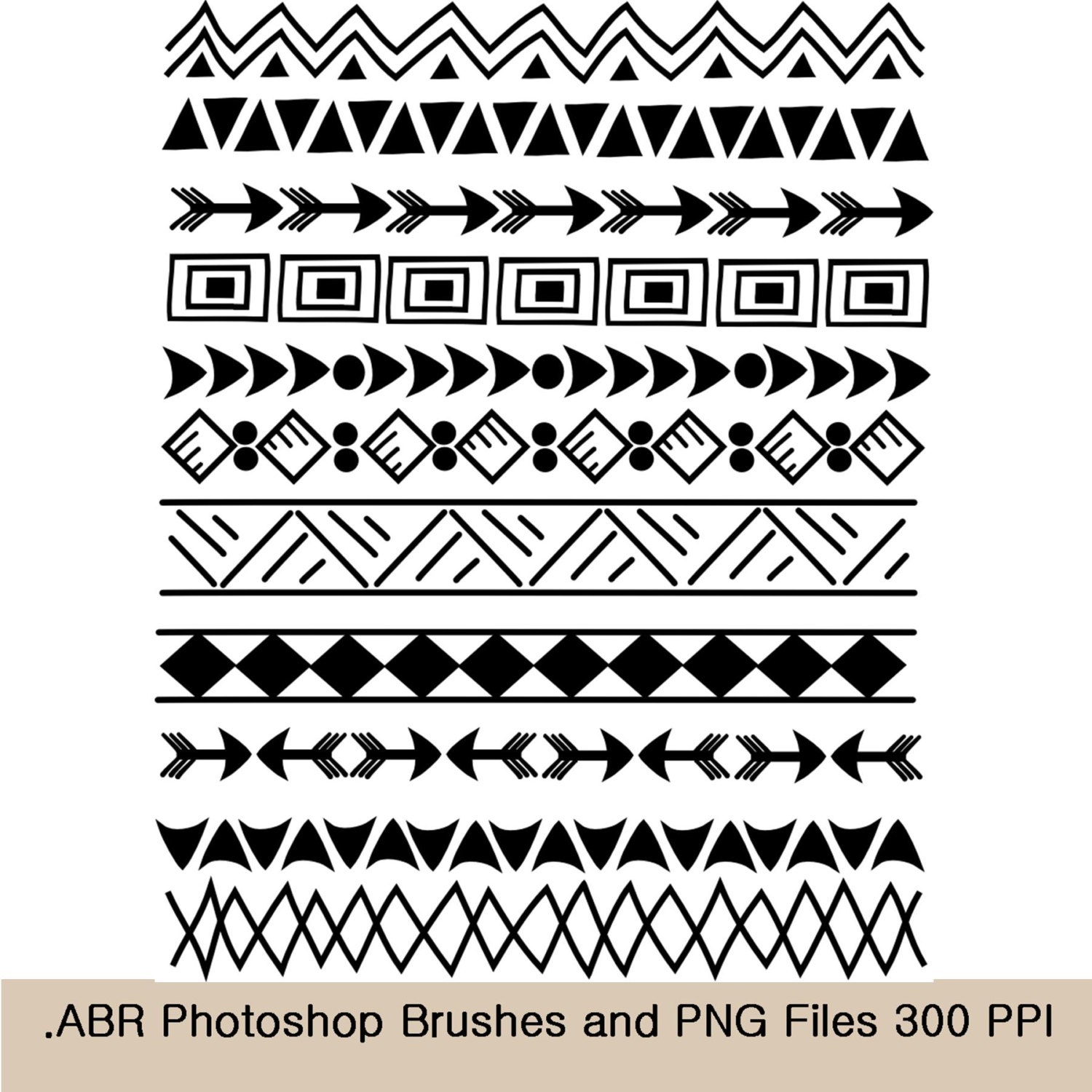 11 Tribal Border Brushes and 11 png clip art