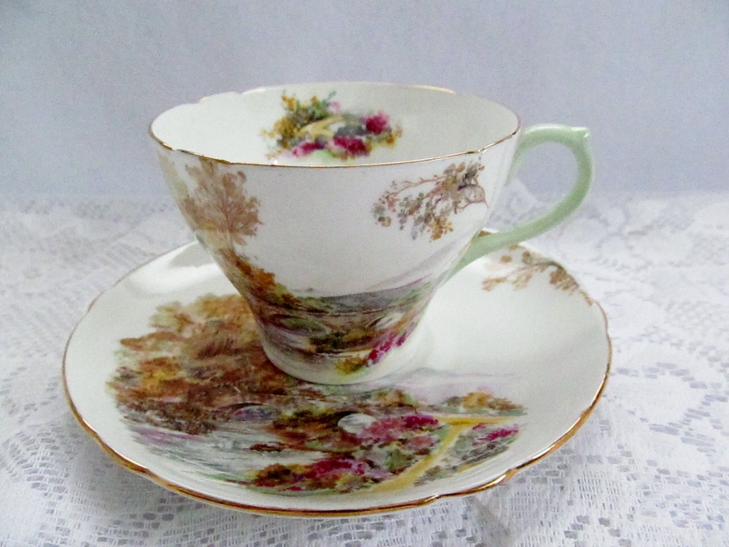 Vintage Shelley Cup And Saucer Heather Pattern by WalkersWimseys