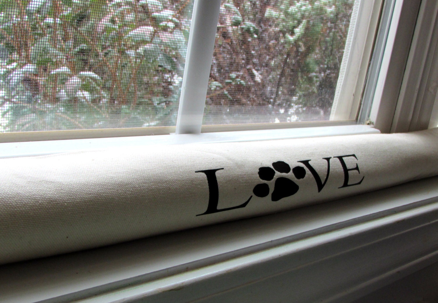 Personalized door draft stopper Dog Paw Love print