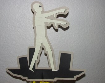 Mummy cake topper-Mummy food pick-walking dead topper-large mummy cake topper,6.25"