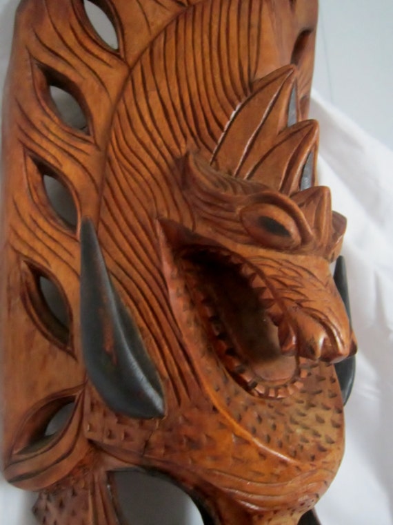 Wood Mask Pacific Islands Hand Carved Tribal Ceremony Dance