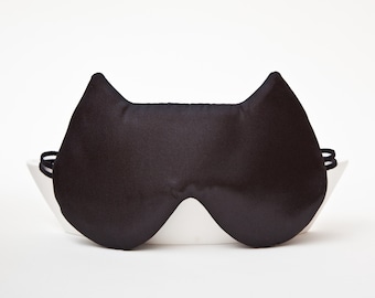 Satin Sleep Mask, Cat Lover Gift, Summer Party Summer Outdoors, gifts for travelers, Cat Ears, Travel Accessory