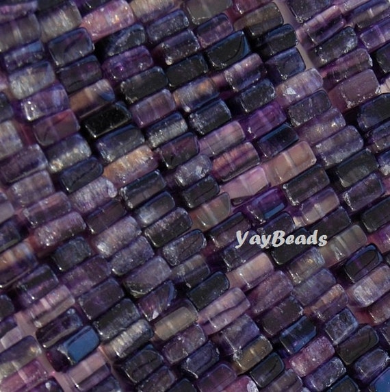 Amethyst Bead Square Heishi Rondelle Natural Purple Crystal Variegated 8x8x4-5mm Qty 30