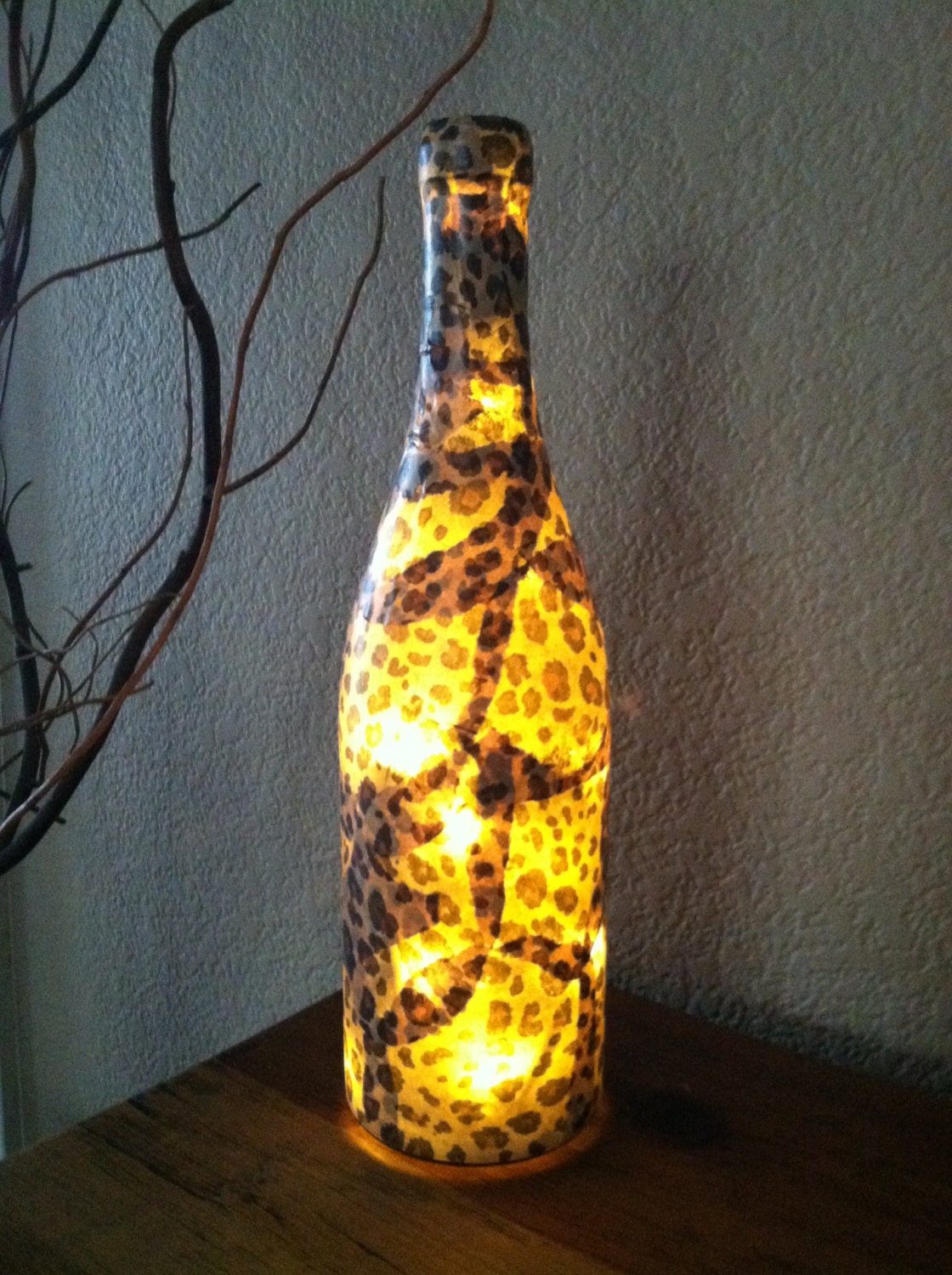 Wine Bottle Light Leopard Print Decorative Bottle Light