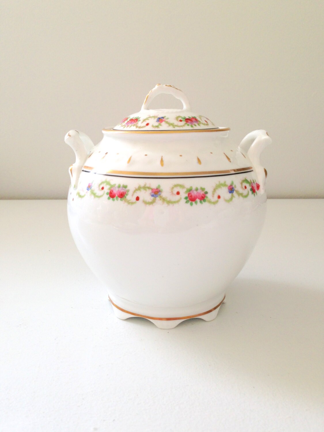 Vintage Sugar Bowl with Lid Two Handle Tea by MariasFarmhouse