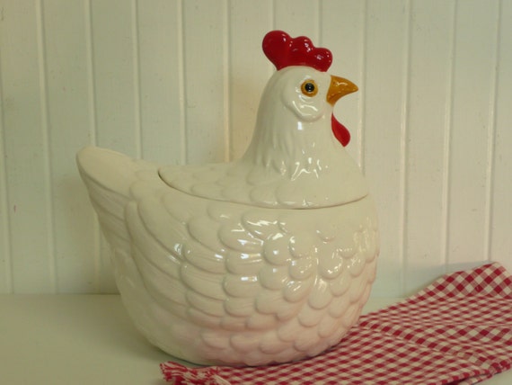 Vintage Cookie Jar White Chicken Or Rooster By NewLifeVintageRVs   Il 570xN.513908890 7ykk 