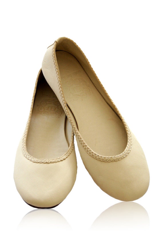 ivory leather ballet flats