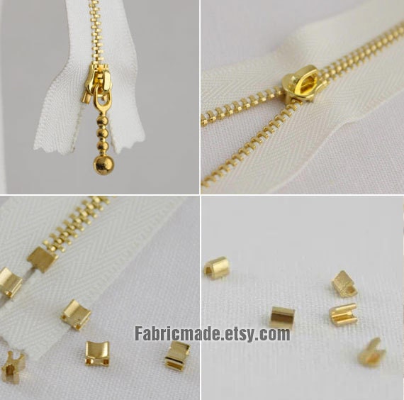 Metal Zipper Gold Brass Zipper Accessories 4 Gold Sliders 4
