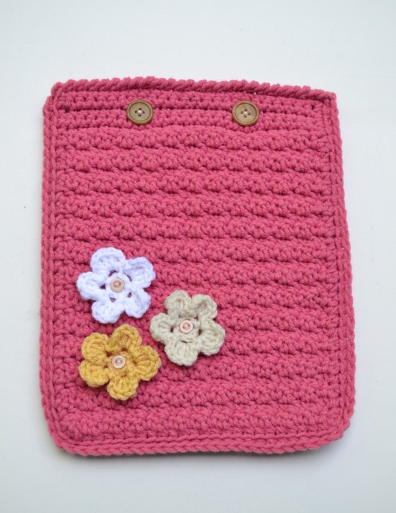 Crochet iPad Device Case Cozy Cover Pink White by LittlestSister