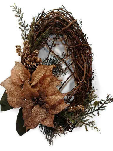 Grapevine basket, Christmas Grapevine basket, rustic grapevine, Christmas, Christmas basket, burlap poinsettias, by colonialcrafts on Etsy