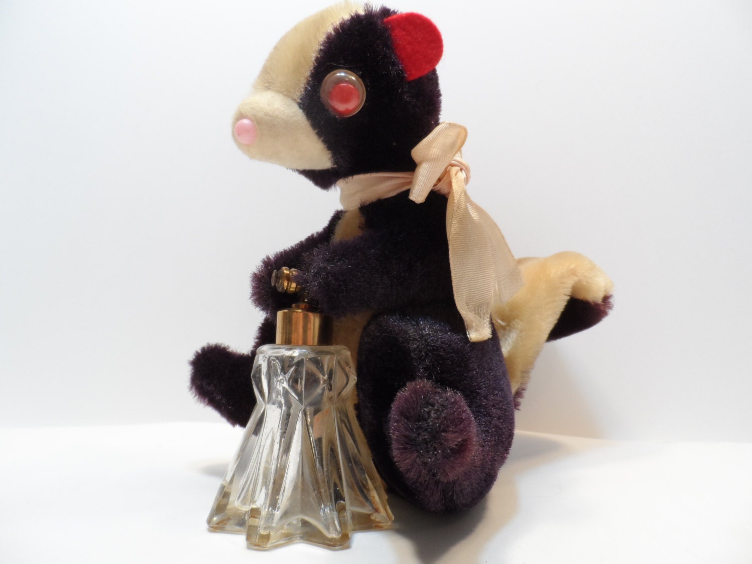 Stuffed Skunk Perfume Atomizer Bottle Original Tag Made In